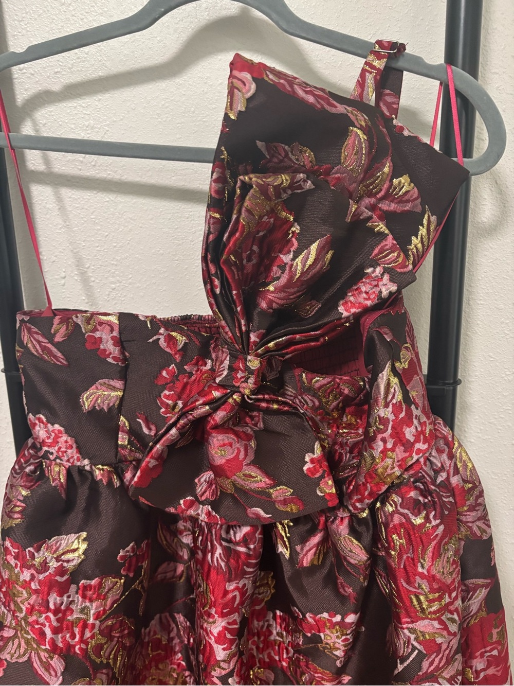 Petal & Pup Black Floral Ruffled Wedding Dress with Red Flowers - Picture 4 of 4